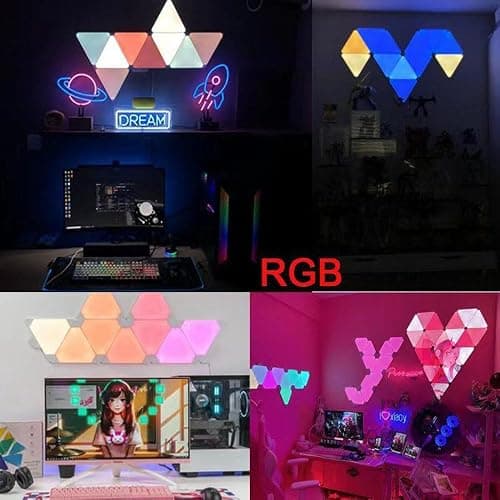 fbkapelk WiFi Bluetooth 5V USB Triangle Lamps Quantum Atmosphere LED Night Light for Game Bedroom Decoration Creative Decorat Wall Lamps (10 PCS Bluetooth) thumbnail 7