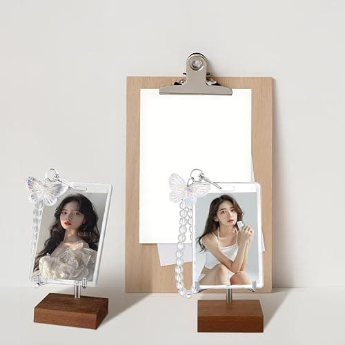 Quelay 3 Pcs Photocard Holder Keychain with Butterfly Acrylic Cute Kpop Photo Card ID Badge Holder Aesthetic Y2k Keychain Accessories for Bus Student Card Case Stationery thumbnail 6