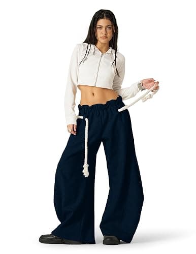 Aelfric Eden Super Baggy Barrel Sweatpants Wide Leg Pants for Women Men Casual Elastic Waist Unisex Lantern Trouser Pants thumbnail 2