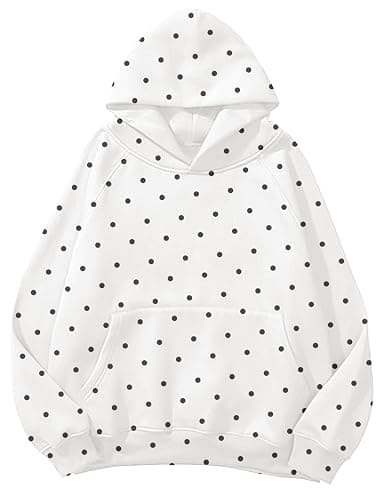 Lauweion Women Solid Basic Fleece Letter Loose Hoodie Sweatshirt Long Sleeve Kangaroo Pocket Drop Shoulder Pullovers Top - Image 1