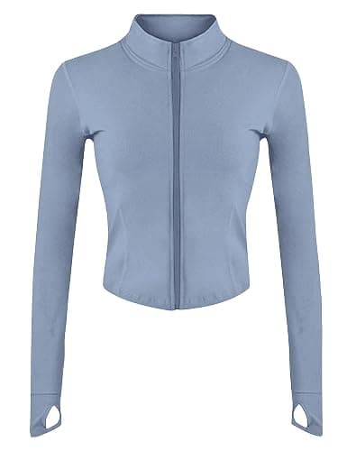 Lviefent Womens Lightweight Full Zip Running Track Jacket Workout Slim Fit Yoga Sportwear with Thumb Holes - Image 1
