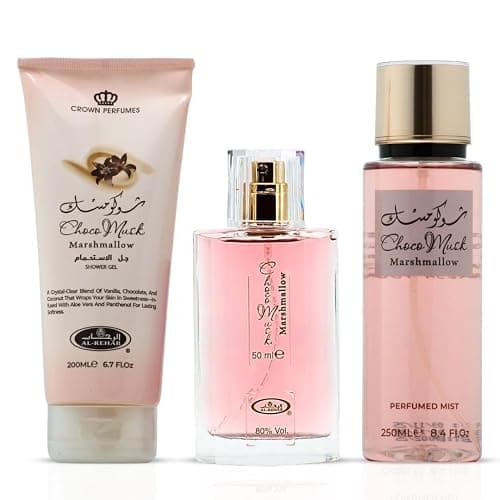 Al-Rehab Choco Musk Marshmallow 3-Piece Gift Set – Eau de Parfum 50ml + Shower Gel 200ml + Body Mist 250ml – Sweet Strawberry & Marshmallow Unisex Collection thumbnail 3
