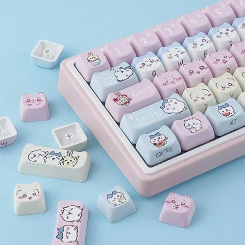 TYRIXKI PBT Keycaps 134 Keys Chiikawa Keycaps Dye-Sublimation Cute Kawaii Keycap Mao Profile Cat Shape Custom Keycap for Cherry Gateron MX Swithes Mechanical Keyboards thumbnail 8