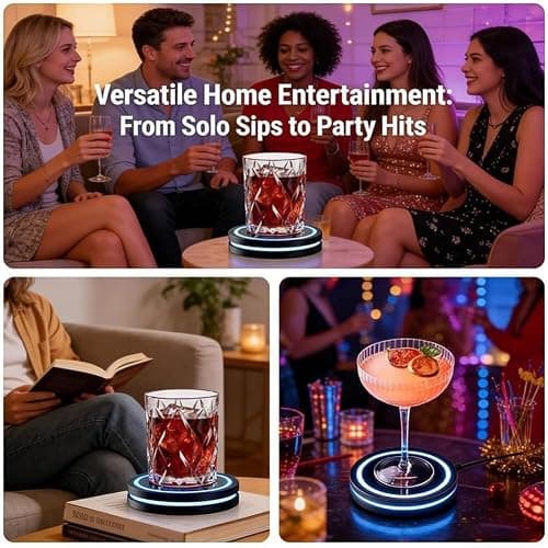The Smart Coaster 2.0 Cocktail Machine and Mixer, Portable Drink Maker for Cocktails, Cocktail Maker with LED and Built-in Smart Sensing Tech for Home Bar Party Valentines Day Decorations (1, Black) thumbnail 6