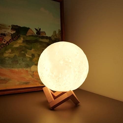 LOGROTATE Moon Lamp, 16 Colors LED Night Light for Kids 3D Printing Moon Light with Stand& Remote/Touch Control & Timing, Moon Light Lamp for Kid Friend Birthday Gifts, Room Decor (Diameter 4.8 INCH) thumbnail 8