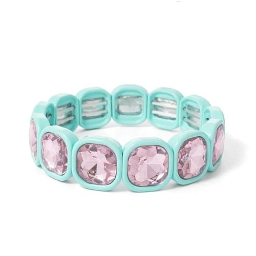 ZYEUGYXA Colorful 15mm Crystal Elastic Bracelet Enamel Stretch Rhinestone Bangle Tile Bead Bracelet For Women - Image 1