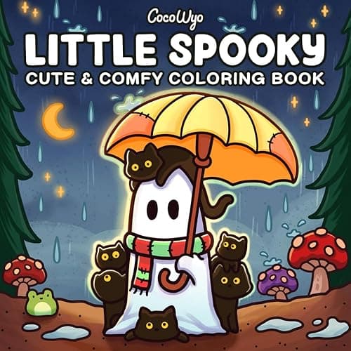Little Spooky: Coloring Book for Adults and Teens Featuring Cute Creepy Creatures in Cozy Hygge Moments for Relaxation (Cozy Spaces Coloring) - Image 1