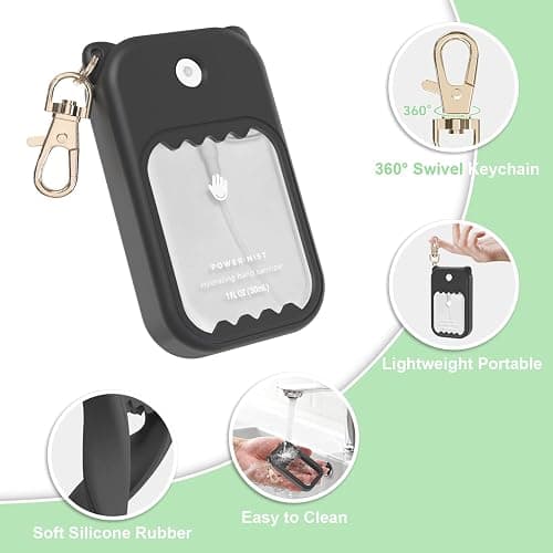 taessv Hand Sanitizer Spray Case for Touchland Silicone Touchland Case Keychain Cute Hand Sanitizer Spray Holder Compatible with Touchland Power Mist Gentle Mist Glow Mist, Black thumbnail 3
