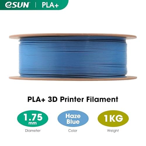 eSUN PLA+ Filament 1.75mm, Enhanced Toughness 3D Printer Filament PLA Plus, Dimensional Accuracy +/- 0.03mm, 1KG Spool (2.2 LBS) 3D Printing Filament for 3D Printers,Haze Blue thumbnail 2