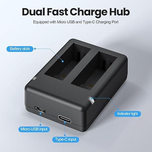 Topwowe 2 Packs 1800mAh Batteries for Insta 360 Action Camera, Compatible with Insta360 Ace Pro 2/Ace Pro/Ace Camera, with Dual Fast Charge Hub thumbnail 3