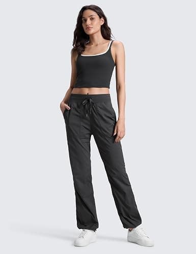 CRZ YOGA Lightweight Straight Leg Workout Pants for Women 28"/30"/32" - Ruched Casual Work Athletic Joggers with Pockets thumbnail 3