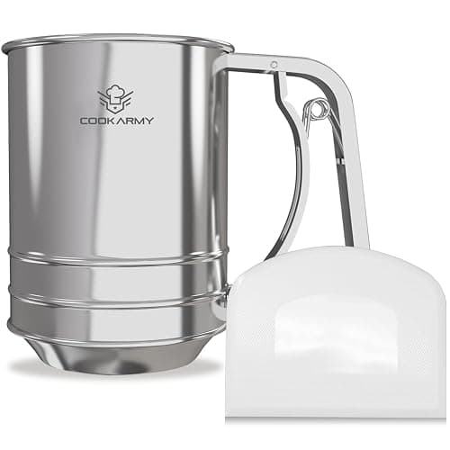 Cook Army Flour Sifter , 3 Cup Stainless Steel , Great Double-layer Baking Sifters for all Baking Flour and Powdered sugar, Flour Strainer - Image 1