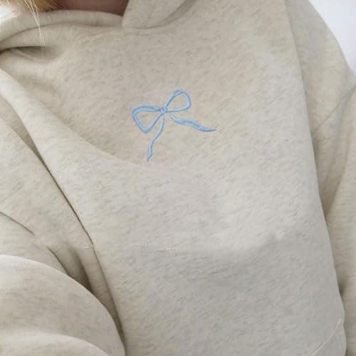 Bow Hoodie for Women Coquette Clothes Bow Embroidery Aesthetic Sweatshirt Y2K Graphic Pullover Tops Preppy Outfit thumbnail 5