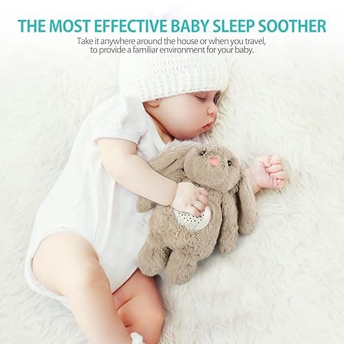 BEREST Baby Sleep Soother Bedtime Bunny with Starry Projector Night Light, Plush Stuffed Animal for Newborn Infants, Lullaby Music, White Noise, Mother's Heartbeat for Boys & Girls Shower Gifts thumbnail 10