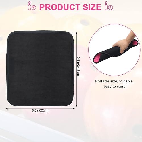 Anglekai 3 Pack Bowling Ball Towels, 10" x 8" Microfiber Bowling Shammy Accessories with Easy-Grip Dots Non-Slip (Blue+Purple+Pink) thumbnail 2