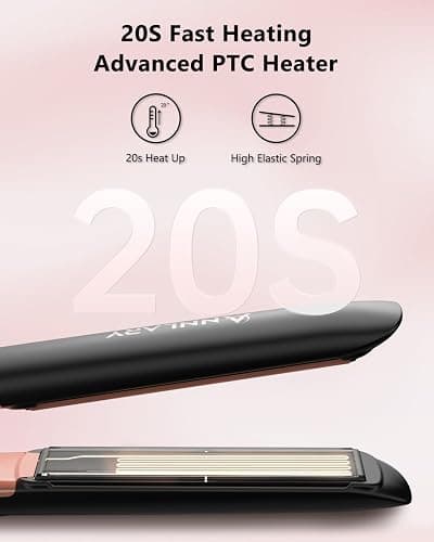 Annlary Hair Straightener 1 Inch Flat Iron and Curler 2 in 1 Titanium Ceramic Ionic Dual Voltage Straightener with Heat-Resistant Silicone, for Less Frizz, Shinier & Smoother thumbnail 5