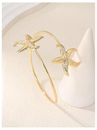 MakeMeChic Beach Gold Arm Cuff Jewelry for Women Bangle Band Armlet Flower Upper Arm Cuff Bracelet Summer Beach Essentials thumbnail 2