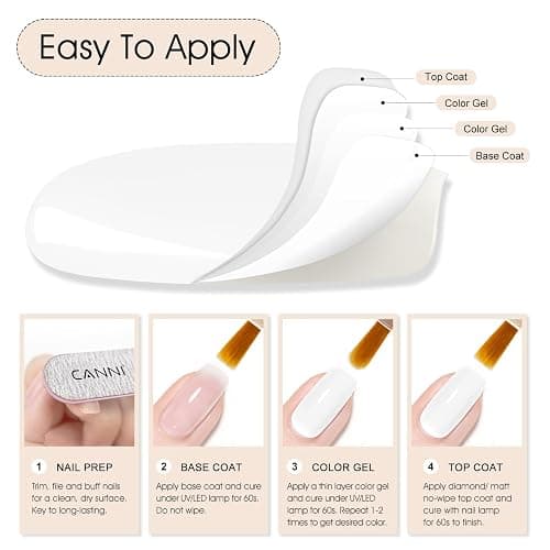 CANNI White Gel Polish – 1 Pc Pure White, High Gloss UV/LED Soak-Off Gel Nail Polish for French Manicure, DIY & Salon Quality for Grils & Women thumbnail 5