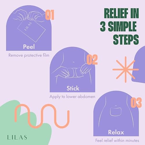 LILAS Period Cramps Pain Relief Patch, 10 Pack | Instant Relief for Menstrual Cramp, PMS, Endometriosis & PCOS | 12-Hour Comfort | Natural & Vegan Topical Patches | Trusted Formula & Upgraded Design thumbnail 4