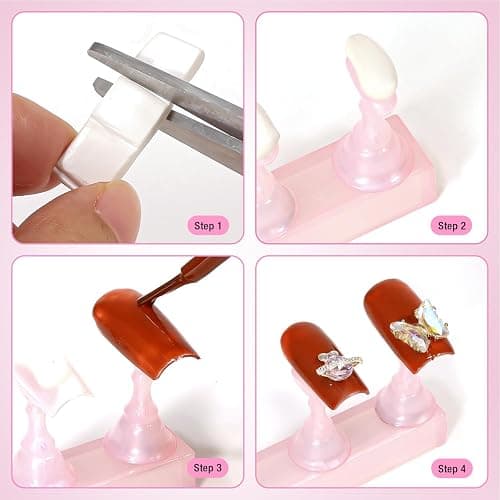 2 Sets Magnetic Acrylic Nail Display stands for press on false nails practice art painting with reusable putty extra crystal stand alone thumbnail 6