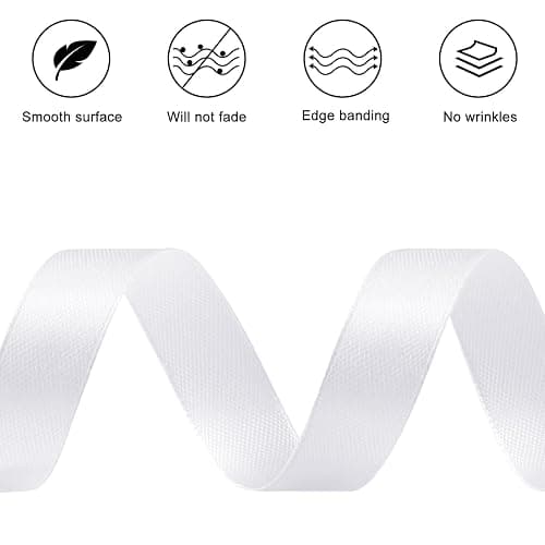 CLUEWR 1/2 Inch 50 Yards White Satin Ribbon, Ribbon Roll for Flower Bouquets, Gift Wrapping, Wedding, Handmade Crafts thumbnail 4