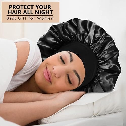 3PCS Extra Large Satin Bonnets for Sleeping, Hair Bonnets for Black Women Braids Curly Hair, C thumbnail 6