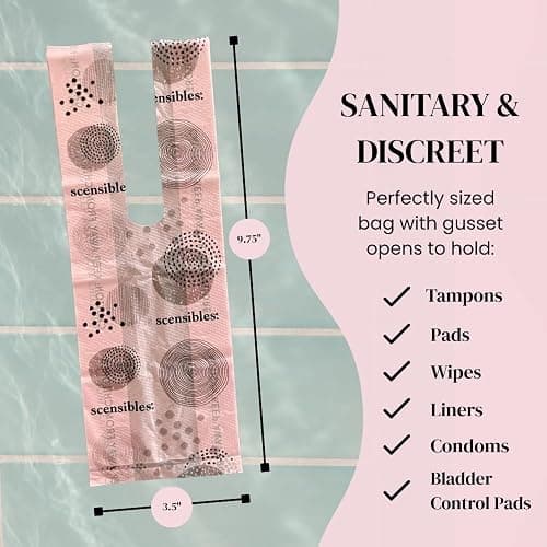 Scensibles Personal Care Disposal Bags (50 Count) - For Tampons, Pads, Liners, Condoms & More - Discreet, Hygienic & Odor-Reducing Disposal Solution thumbnail 3