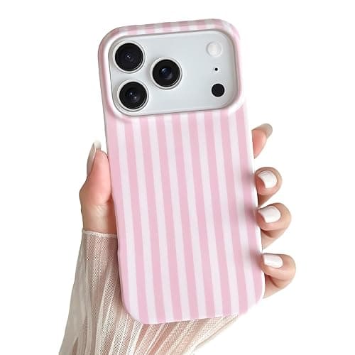 Yeddabox for iPhone 17 Pro Max Case Cute Striped Phone Case Soft TPU Slim Shockproof Phone Cover for Women Girls, Pink - Image 1