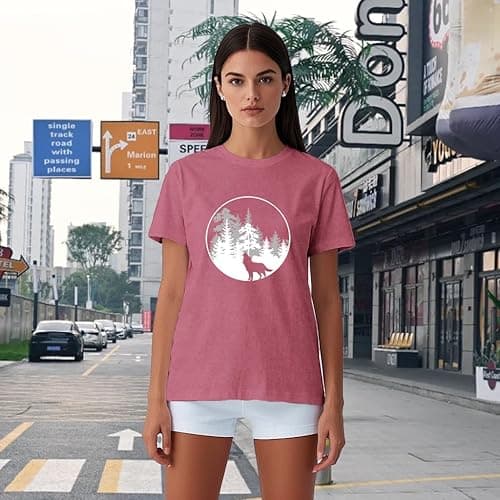 TUPOSU Womens Wolf T-Shirts Alpha Wolf Shirts Wolves Lovers Short Sleeve Tee Tops thumbnail 3