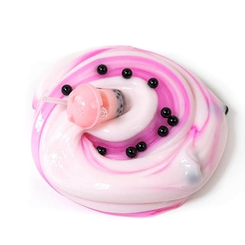Tototang slime-pink bubble tea themed slime(7oz) - Thick and Glossy Textured Slime - Handmade Slime - ASMR Slime thumbnail 4