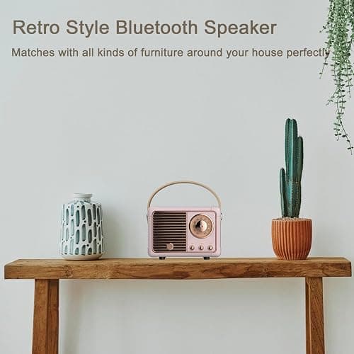 Caulikine Retro Bluetooth Speaker Portable Girls Birthday Presents Wireless Speaker Vintage for Women,Her,Girls,Teenage Gifts, Room Decor Portable for Travel Indoor&Outdoor (Pink) thumbnail 8