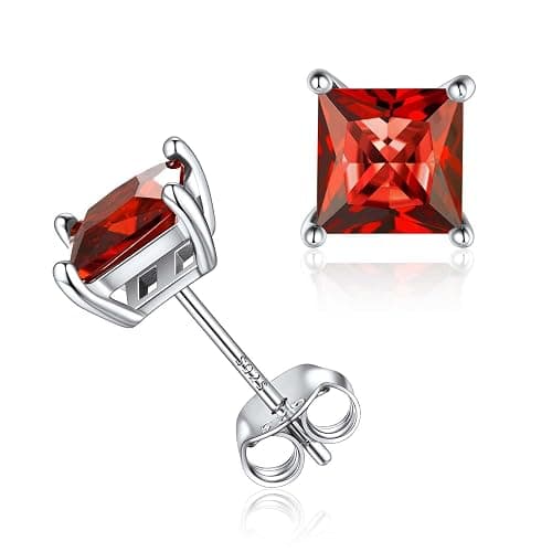 ChicSilver 925 Sterling Silver Earrings Sparkling Heart/Round/Princess Cut Birthstone Earrings for Women Birthday Jewelry with Gift Box - Image 1