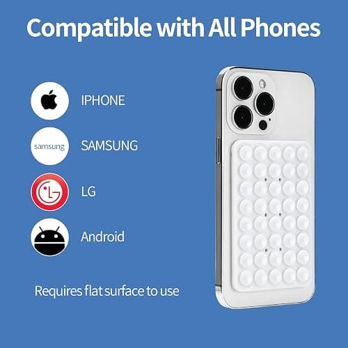 QWEIDHI Silicone Suction Phone Case Adhesive Mount, Hands-Free Strong Grip Holder for Selfies, Silicon Adhesive Stand Sticky for Cell Phone (White) thumbnail 6