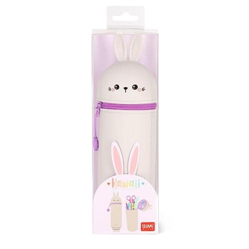 Legami - Estuche escolar Kawaii 2 en 1 de silicona blanda, tema Bunny, portabolígrafos de mesa, cremallera, lápices de colores rotuladores, H 18,5 cm thumbnail 6