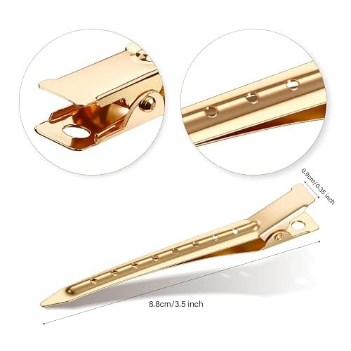 40PCS Metal Duck Bill Hair Clips for Women Alligator Curl Clips for Styling | CWJCYTNSN 3.5 Inch Rustproof Metal Hair Clips for Thick Hair & Thin Hair, Gold Styling Clips with Holes for Salon thumbnail 2