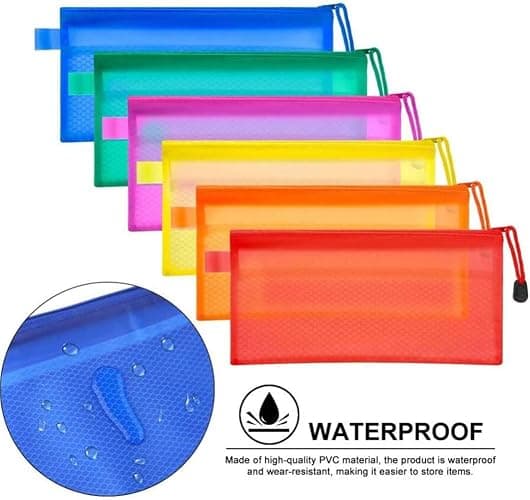 JM-capricorns 36pcs 9 x 4-1/2 inches Waterproof Plastic Double Layer Zipper File Bags Invoice pouches Bill Bag Pencil Pouch Pen Bag (8 Color) - 36pcs Zipper File Bags thumbnail 5