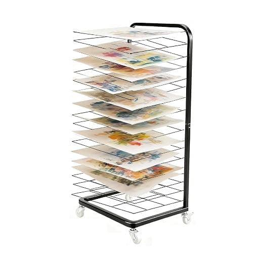 Santiway Art Drying Rack with 18 Shelves - Upgrade Heavy-Duty Mobile Drying Cart with Locking Wheels, Portable Storage Organizer for Classroom, Studio, School Art Supplies - Image 1
