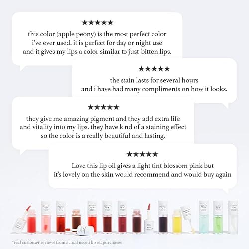 NOONI Korean Lip Oil - Applecherry | Long-Lasting, Moisturizing, Plumping, Revitalizing for Dry Lips, Waterproof, No Peel Off, Hydrating, Nourishing Crystal Clear, Stocking Stuffers, 0.12 FL Oz thumbnail 3