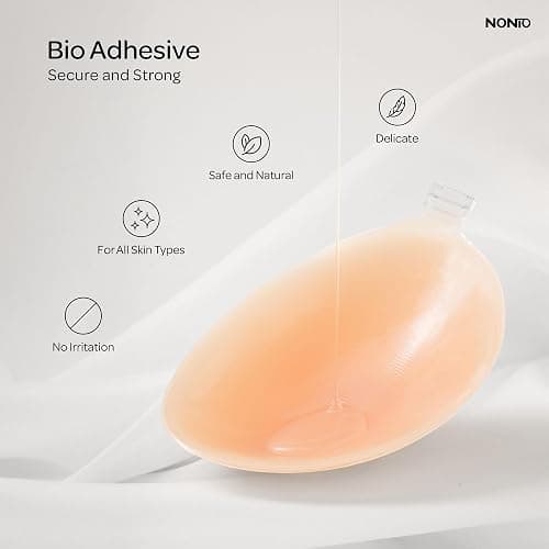 NONIO Adhesive Bra Strapless Sticky Invisible Push up Reusable Silicone The Best Off Backless Viscous for Women - A - Nude thumbnail 6