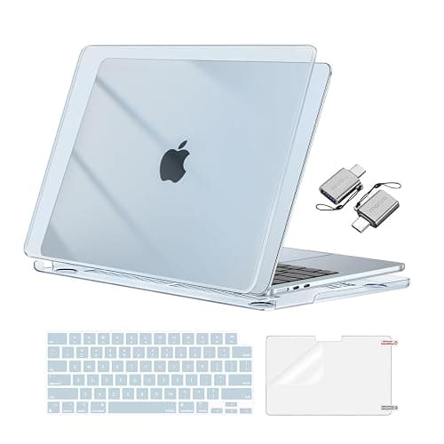 MOSISO Compatible with MacBook Air 13 inch Case M5 2026 M4 2025 M3 M2 2024-2022 A3449 A3240 A3113 A2681, Hard Shell&Keyboard Cover&Screen Film&Type C for MacBook Air 13.6 inch Case, Crystal Sky Blue - Image 1