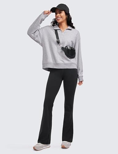 CRZ YOGA Butterluxe Flare Leggings 29"/30.5"/32"/33.5" - High Waist Bootcut Wide Leg Lounge Womens Yoga Pants with Pocket thumbnail 4