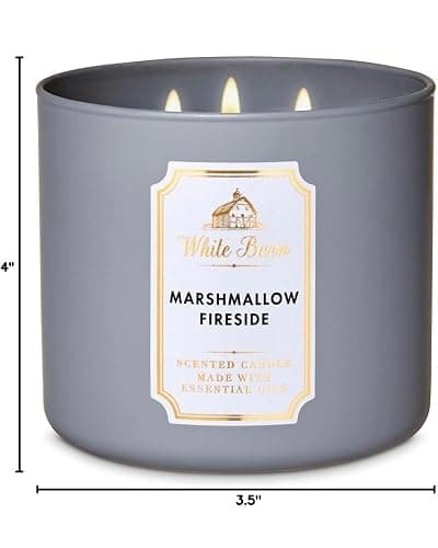 Bath & Body Works White Barn Marshmallow Fireside 3 Wick Candle, 14.5oz/411g thumbnail 2