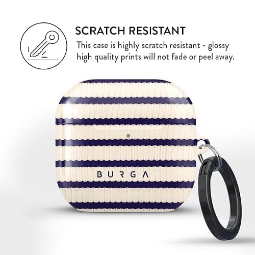 Burga Airpod Hardcase Compatible with Apple Airpods 4 Charging Case, Striped Navy Blue Minimalistic Pattern - Protective Hard Plastic Case thumbnail 4