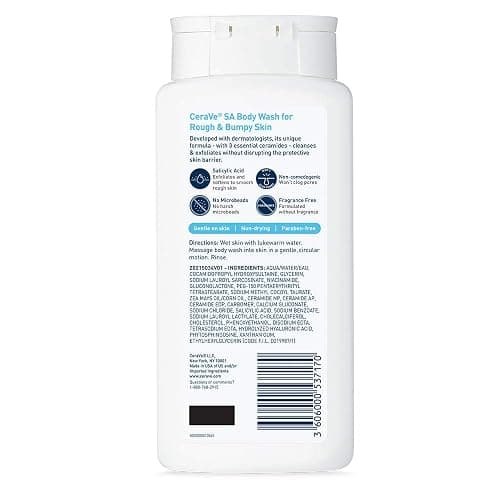 CeraVe Body Wash with Salicylic Acid, Fragrance Free Body Wash to Exfoliate Rough and Bumpy Skin, Allergy Tested, 10 Ounce - SA Body Wash thumbnail 2