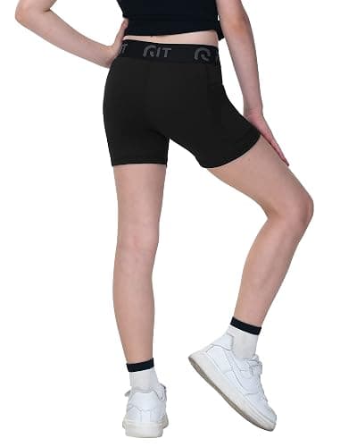 Runhit 4" Youth Girls Volleyball Shorts Spandex Girls Compression Shorts Biker Dance Kids Gymnastics Shorts with Pockets thumbnail 6