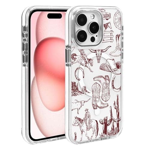 Case for iPhone 16 Pro Max Clear,Compatible with MagSafe,Anti-Scratch Magnetic Case,Collage Country Cowboy thumbnail 2