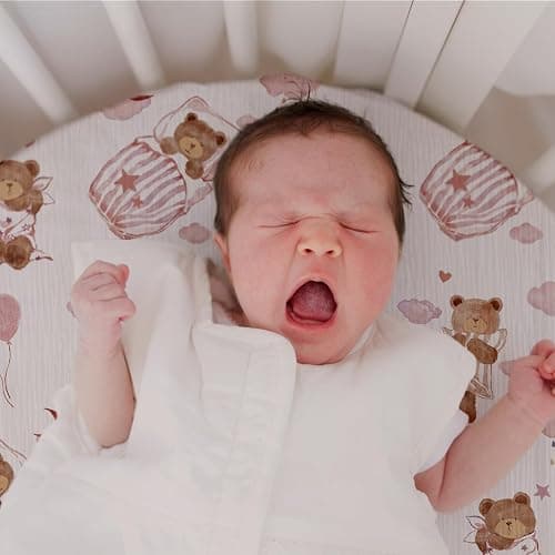 Gllquen Baby Muslin Bassinet Sheets 3 Pack, Breathable Elastic Cozy Fitted Cotton Bassinet Mattress Sheet for Baby Boy Girls, Fit for Hourglass Oval Rectangular Cradle Pad Sheets 33"x17" (Bear Dream) thumbnail 3