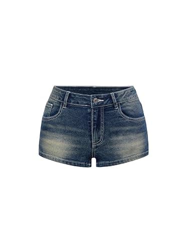 Milumia Women's Y2k Rhinestone Denim Shorts Gothic Low Waist Mini Jean Shorts thumbnail 2