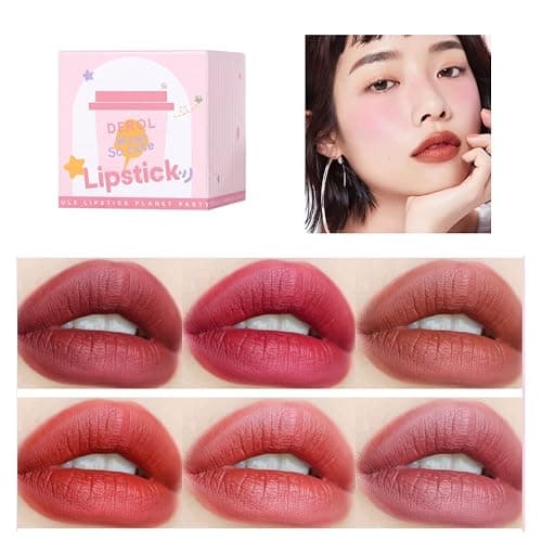 Garcoa Laboratories Mini Star Lipstick Set, 6Pcs Cute Long Lasting Matte Lipstick Set, Portable Colorful Velvet Lipsticks with Pink Cup, Suitable for Various Makeup thumbnail 6
