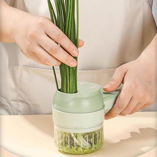 5-in-1 Wireless Electric Vegetable Chopper, Multi-Function Food Processor | Multi-function, Chopping Slicing Grating Whipping, Food Grade, with Cleaning Brush, for Garlic Onion Meat Vegetables thumbnail 2